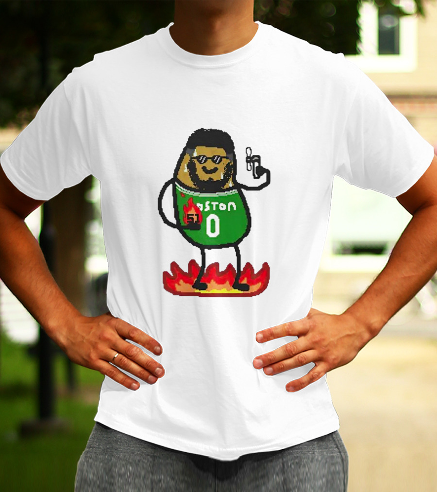 Jayson Tatum Boston NBA Potatum Green Jersey Fire T-Shirt