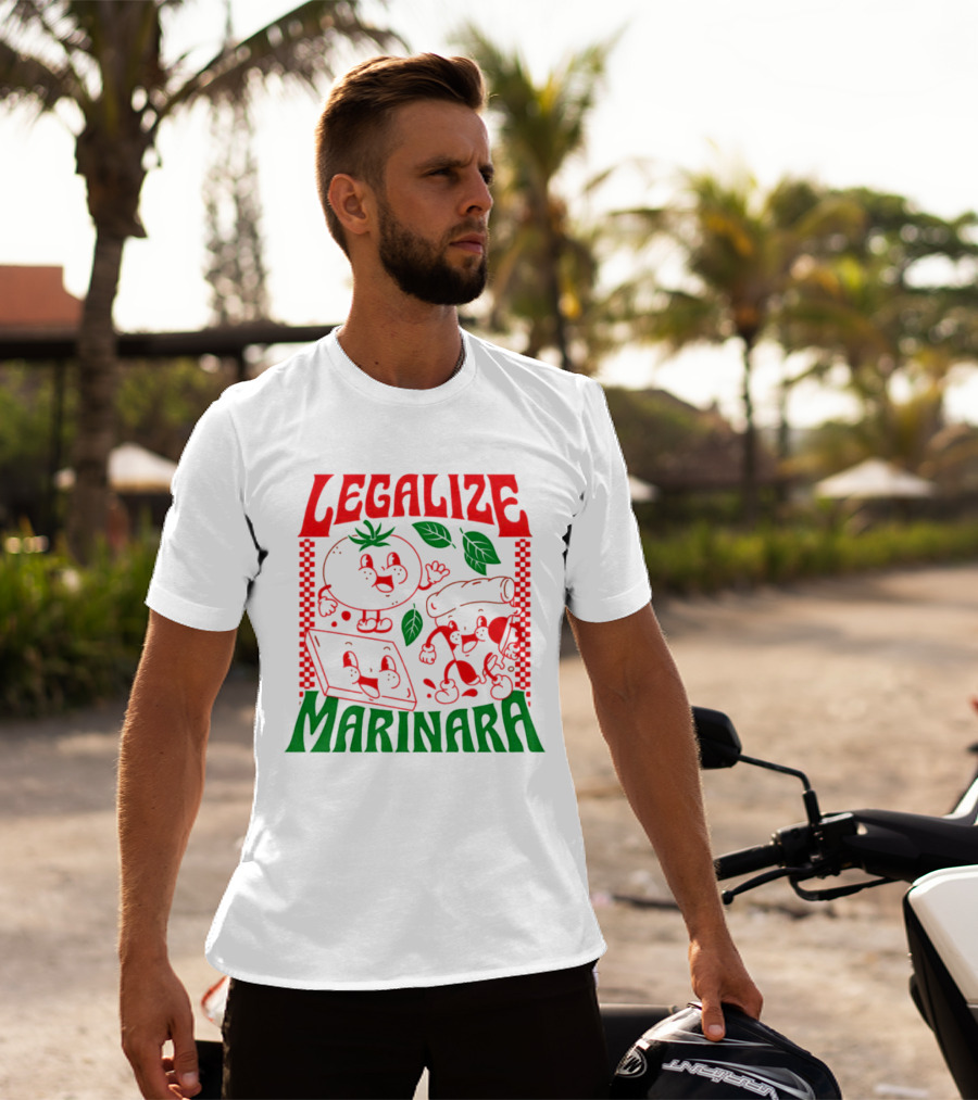 Legalize Marinara Tomato Cheese And Dough Characters With Leafy Accents T-Shirt