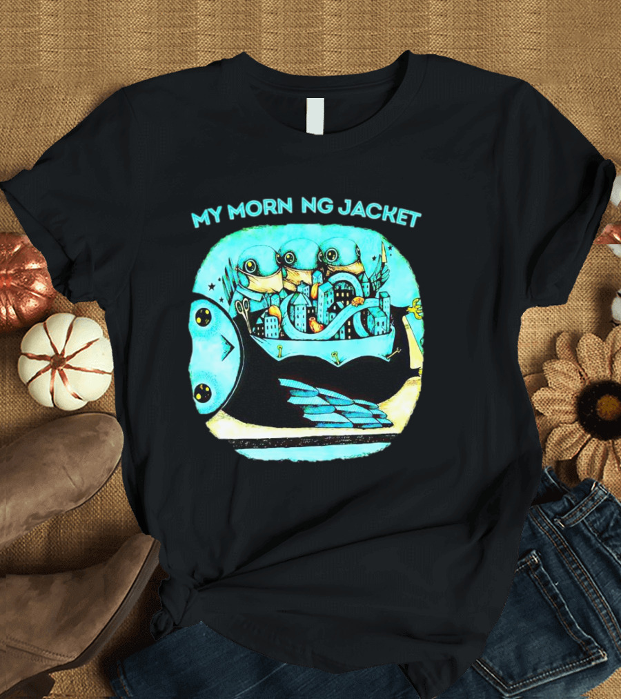 MY MORN NG JACKET Surreal Dream Cityscape Owl Figure T-Shirt