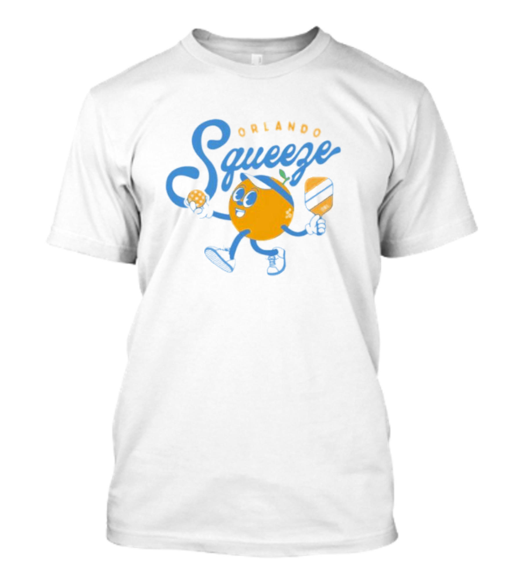 Orlando Squeeze Happy Orange Character With Paddle And Ball T-Shirt