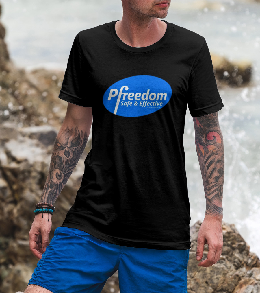 Pfreedom Safe And Effective @AwakenWithJP Blue Oval T-Shirt
