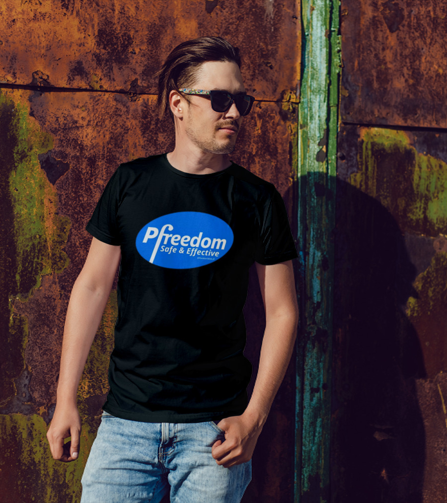 Pfreedom Safe And Effective @AwakenWithJP Blue Oval T-Shirt