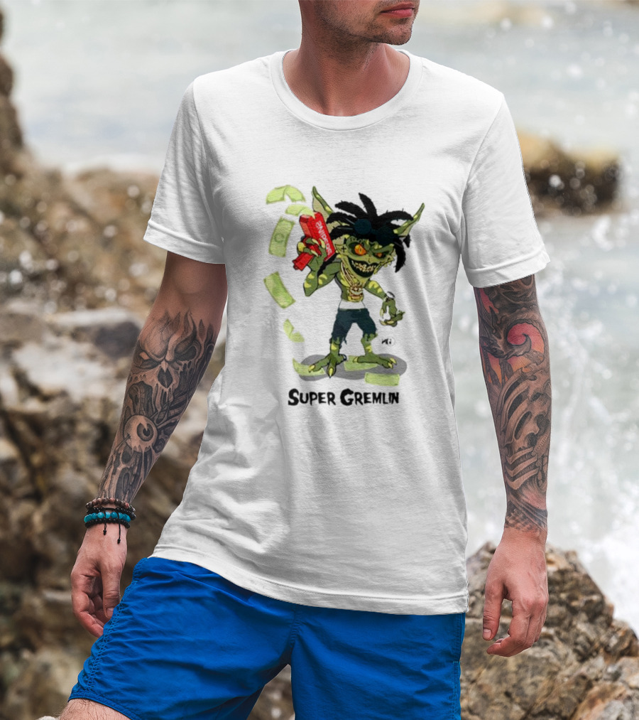 Sniper Gang Super Gremlin Cartoon With Cash And Red Gun T-Shirt
