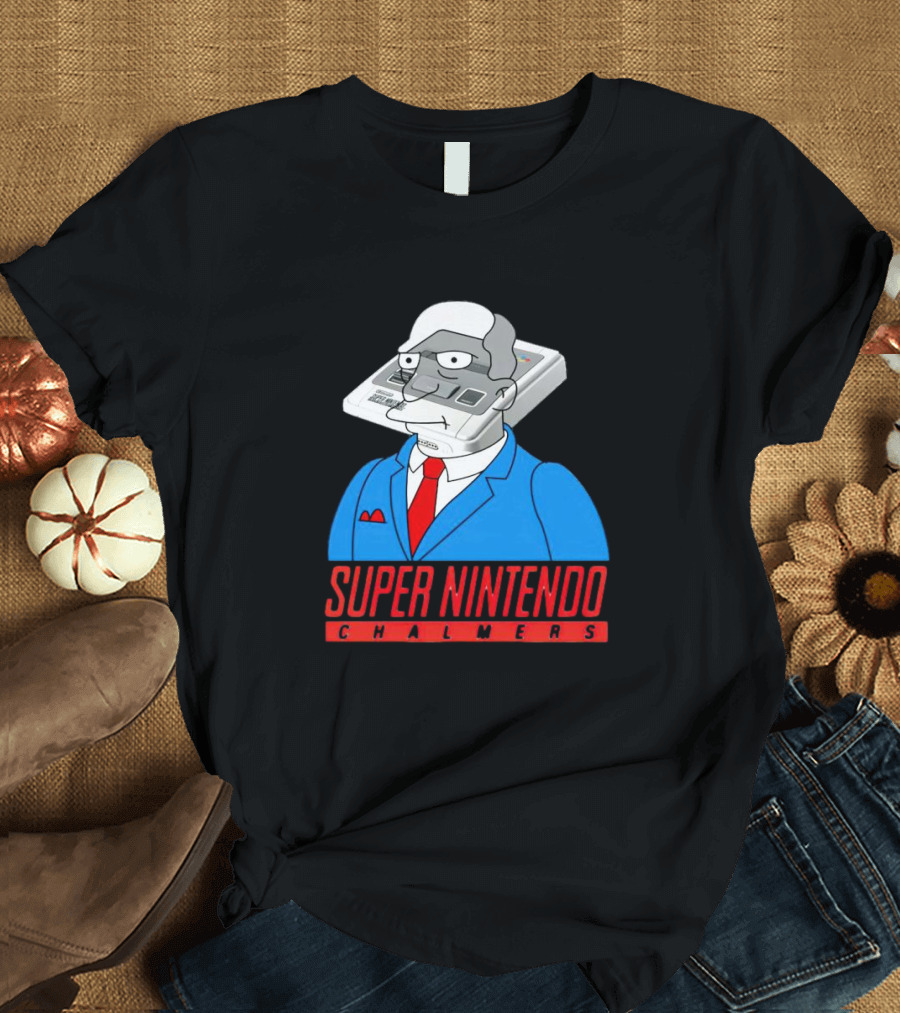Super Nintendo Chalmers Simpsons Parody Suit Red Tie Console Head T-Shirt