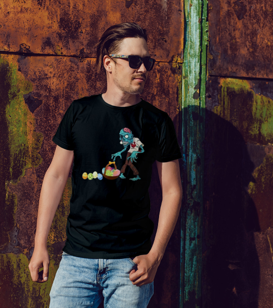 Zombie Collecting Happy Easter Eggs T-Shirt