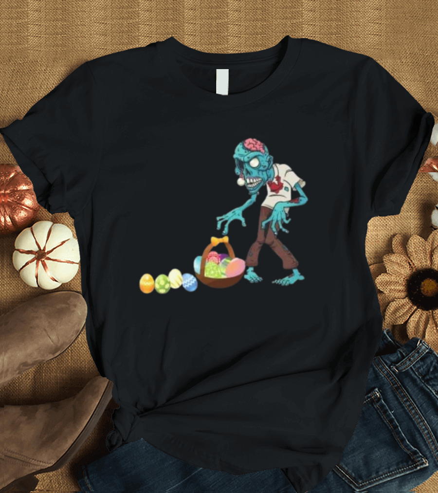 Zombie Collecting Happy Easter Eggs T-Shirt