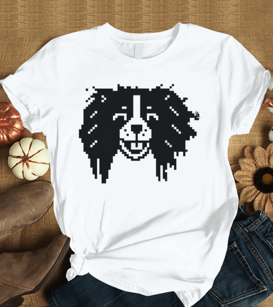 Charles Spaniel Louie 8 Bit Pixel Dog Face T-Shirt