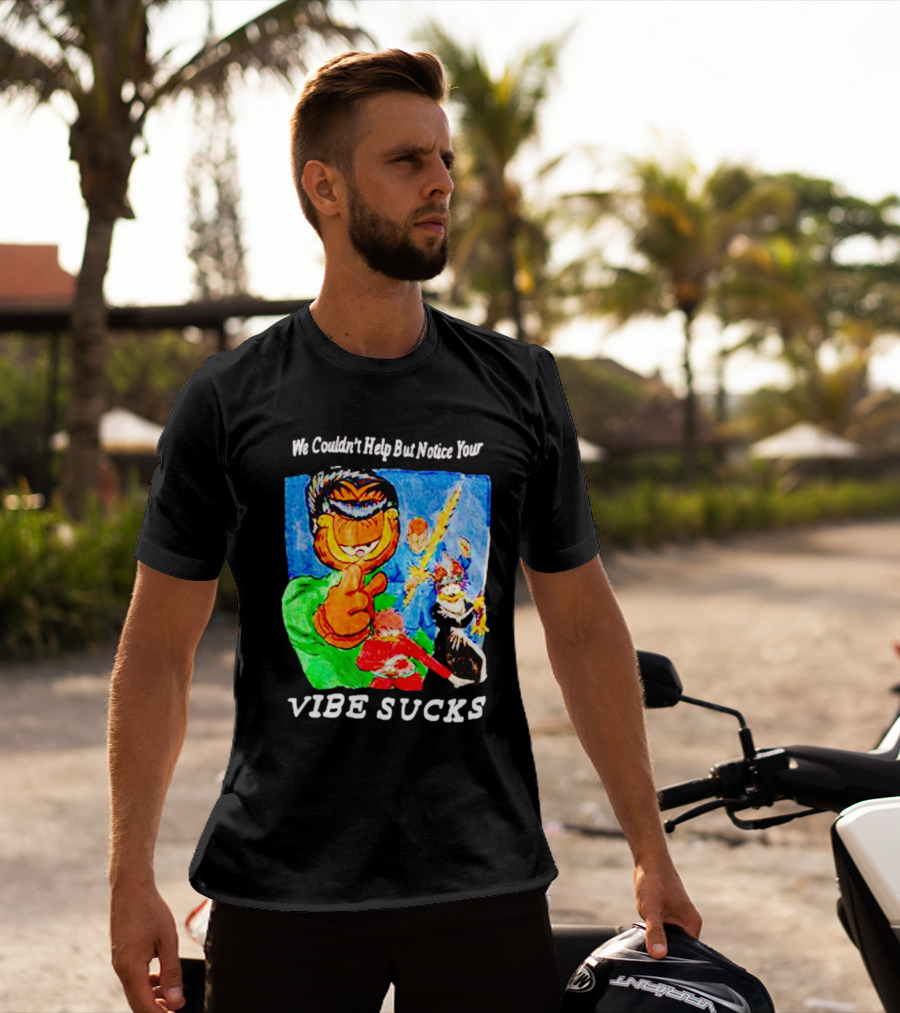 Garfield We Couldn't Help But Notice Your Vibe Sucks Retro Comic T-Shirt