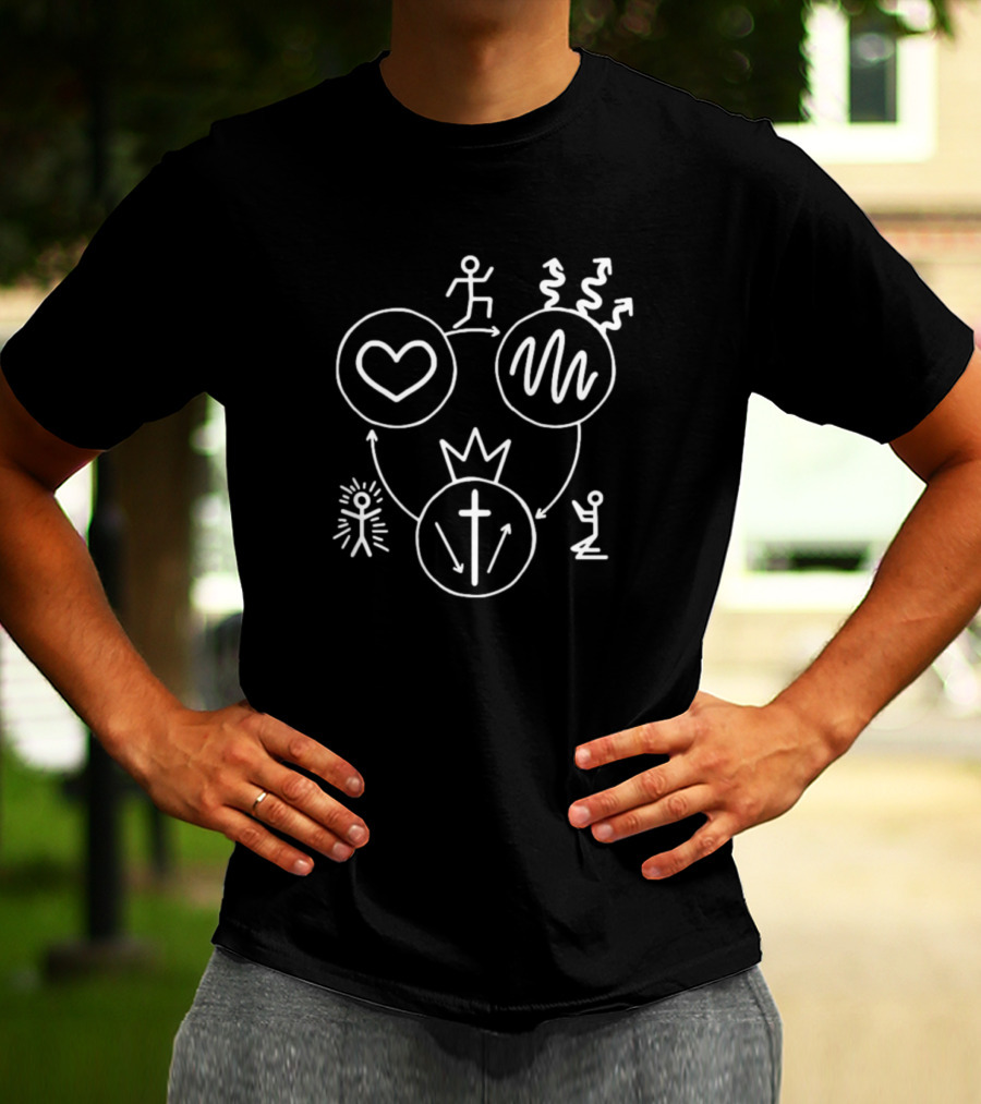Three Circles Gospel Heart Life Transformation Arrows Cross Stick Figures T-Shirt