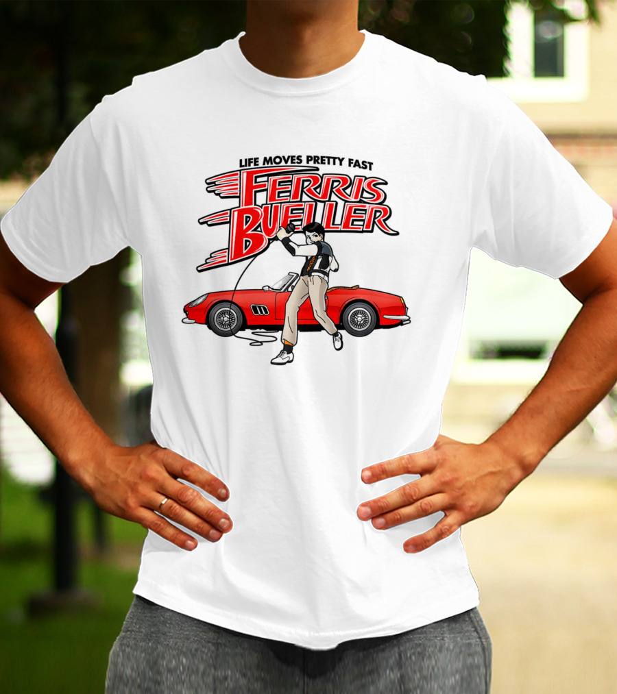 Life Moves Pretty Fast Ferris Bueller Racer Red Car T-Shirt