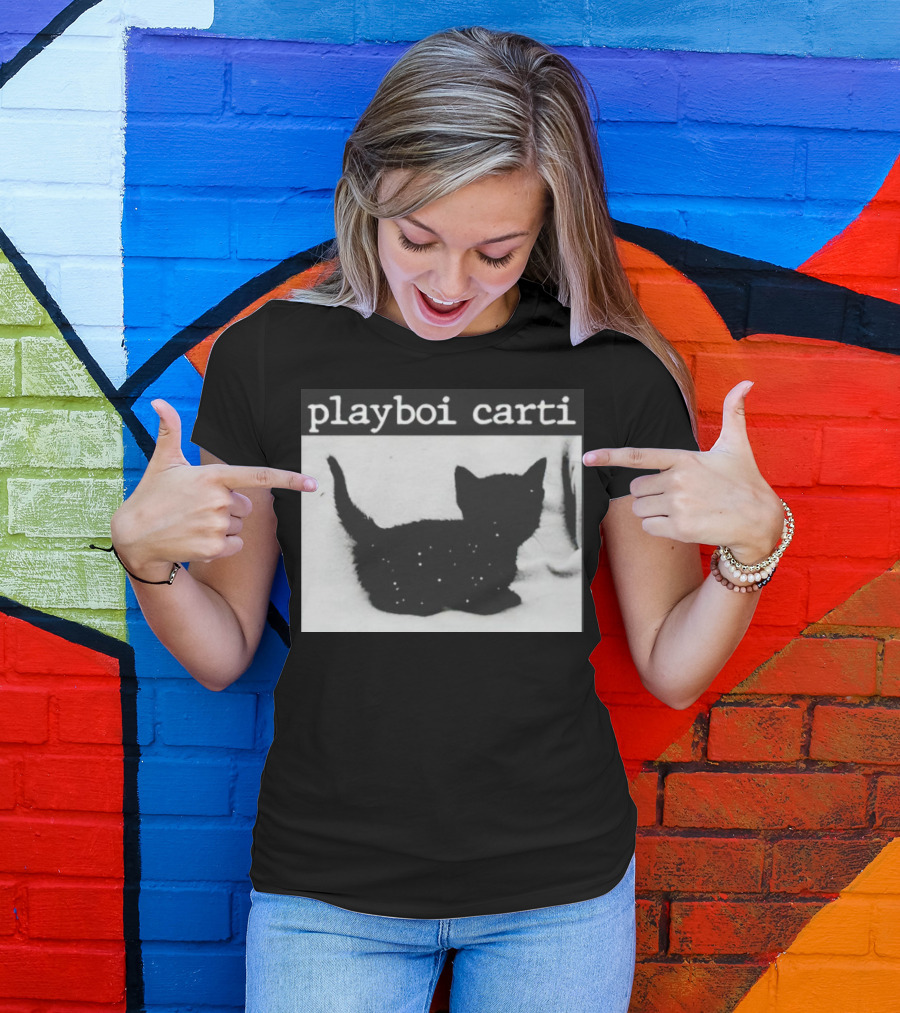 Playboi Carti Starry Black Cat Minimalist Aesthetic T-Shirt