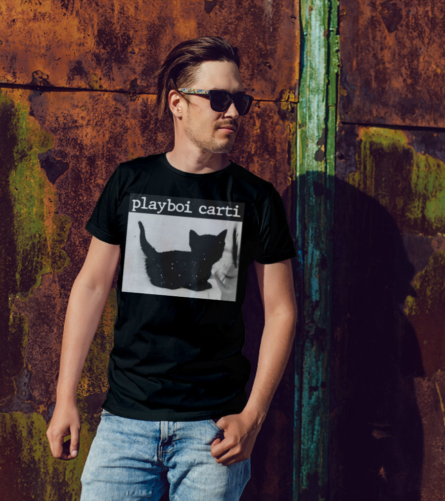 Playboi Carti Starry Black Cat Minimalist Aesthetic T-Shirt