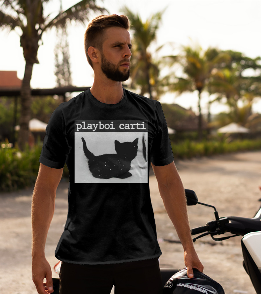 Playboi Carti Starry Black Cat Minimalist Aesthetic T-Shirt