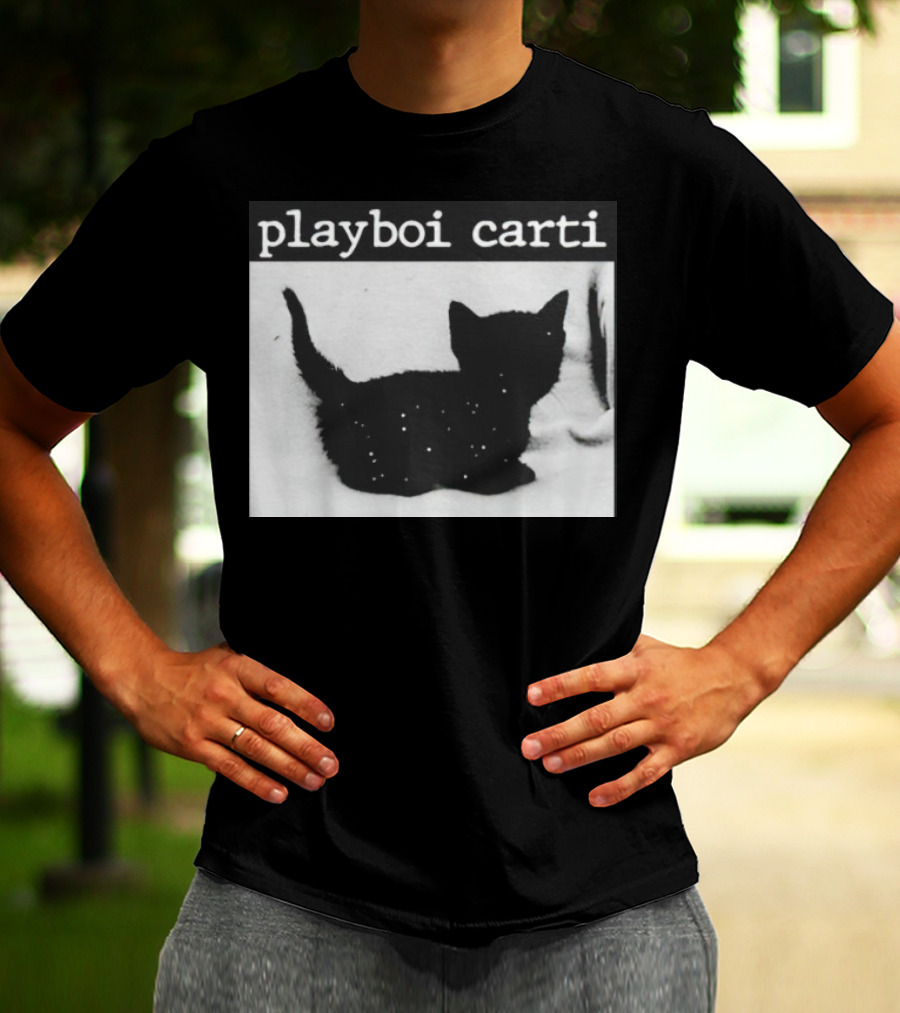 Playboi Carti Starry Black Cat Minimalist Aesthetic T-Shirt