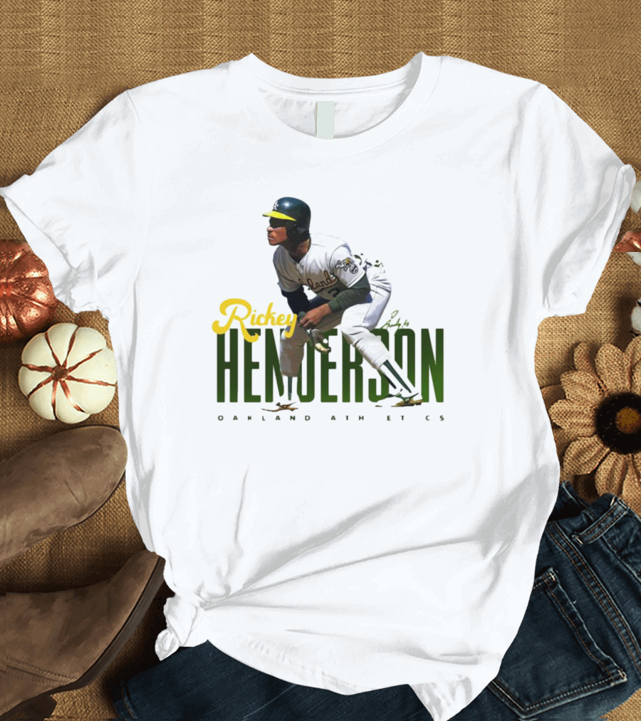 Rickey Henderson Oakland Athletics Vintage Signature T-Shirt