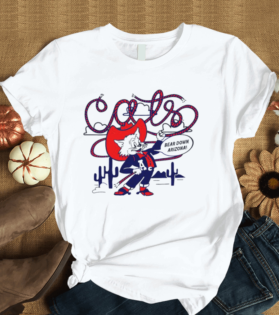Arizona Cats Bear Down Wild West Lasso Cactus Cowboy T-Shirt