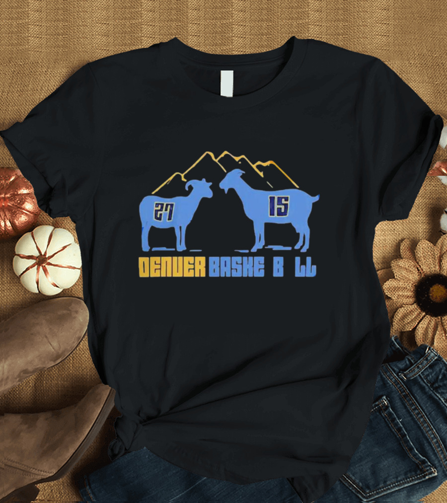 Denver Basketball Goats 27 15 Mountain Peaks T-Shirt