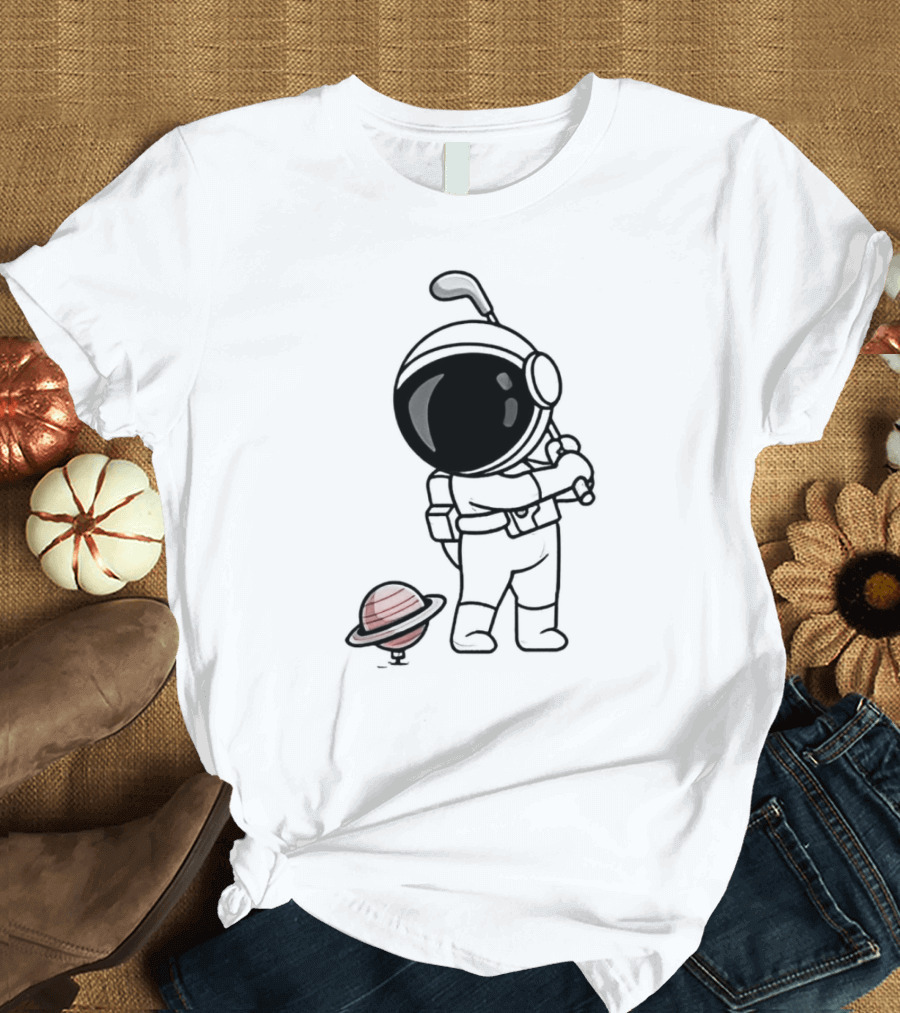 Hip Hop Astronaut Playing Golf With Saturn Chibi T-Shirt