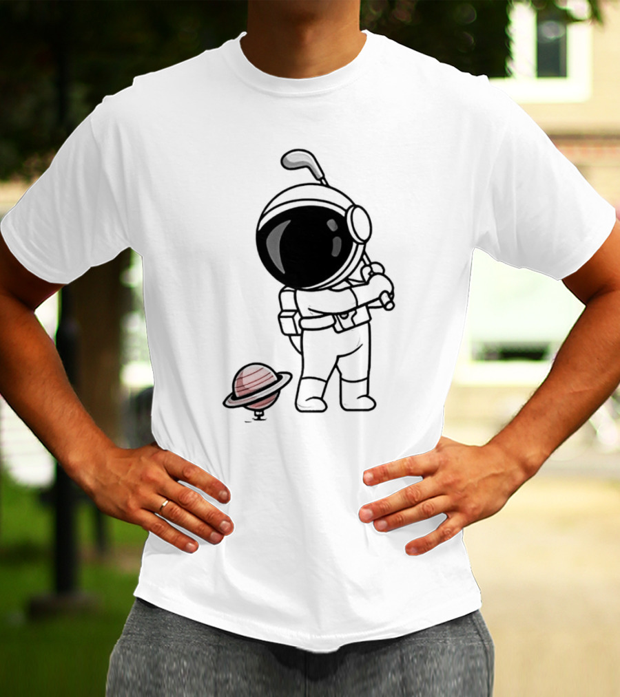 Hip Hop Astronaut Playing Golf With Saturn Chibi T-Shirt