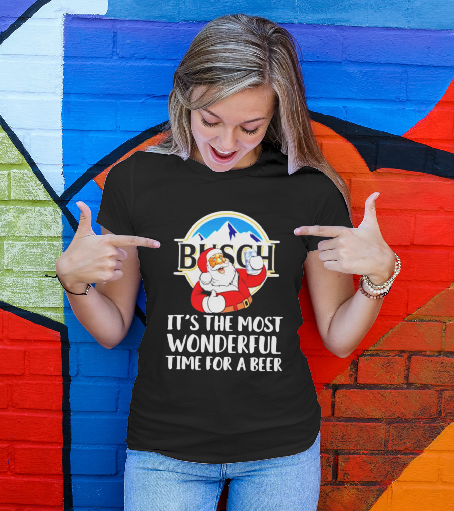 Busch Light Santa It's The Most Wonderful Time For A Beer Christmas T-Shirt
