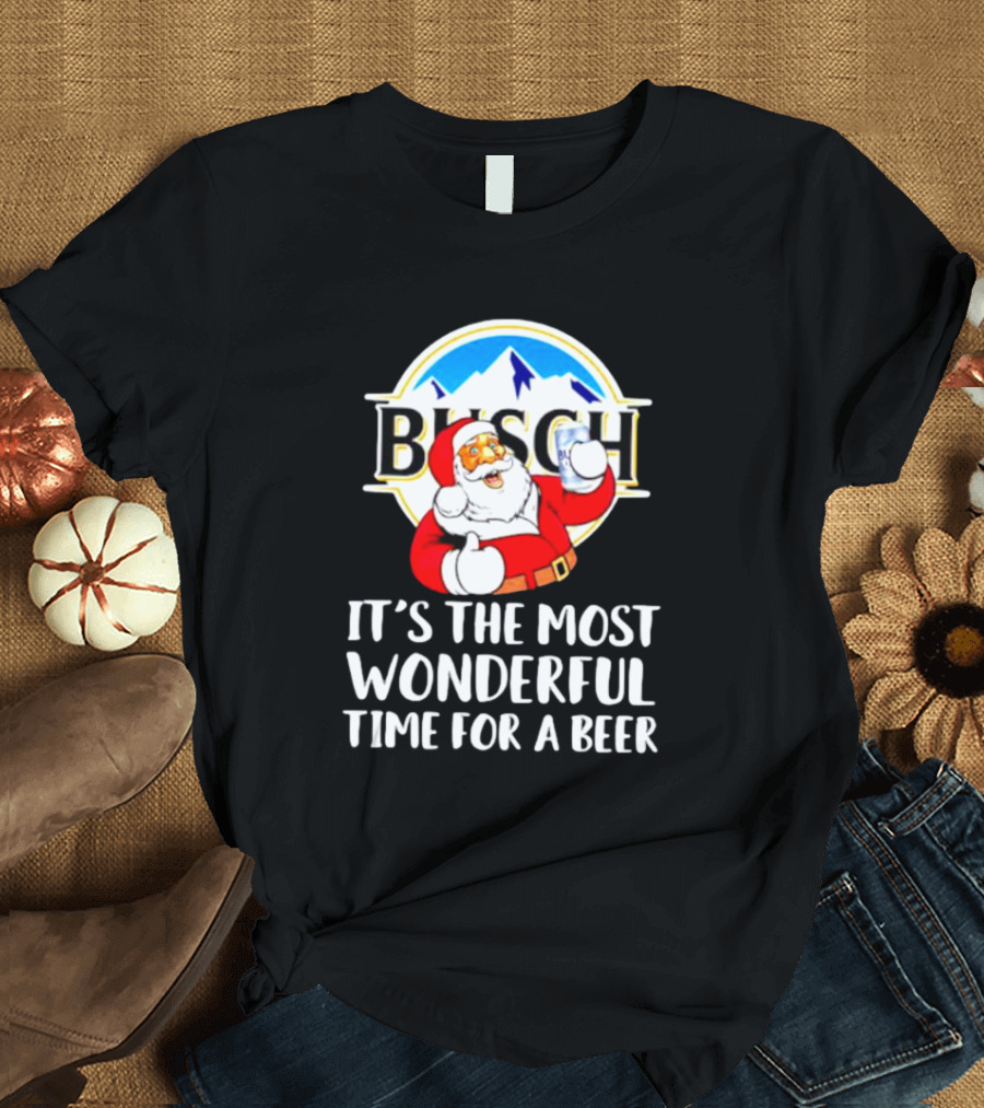 Busch Light Santa It's The Most Wonderful Time For A Beer Christmas T-Shirt