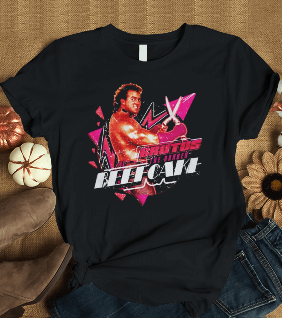 Brutus The Barber Beefcake Wrestling Icon Holding Scissors T-Shirt