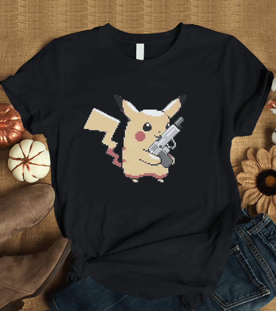Pikachu Gun Pixelated T-Shirt