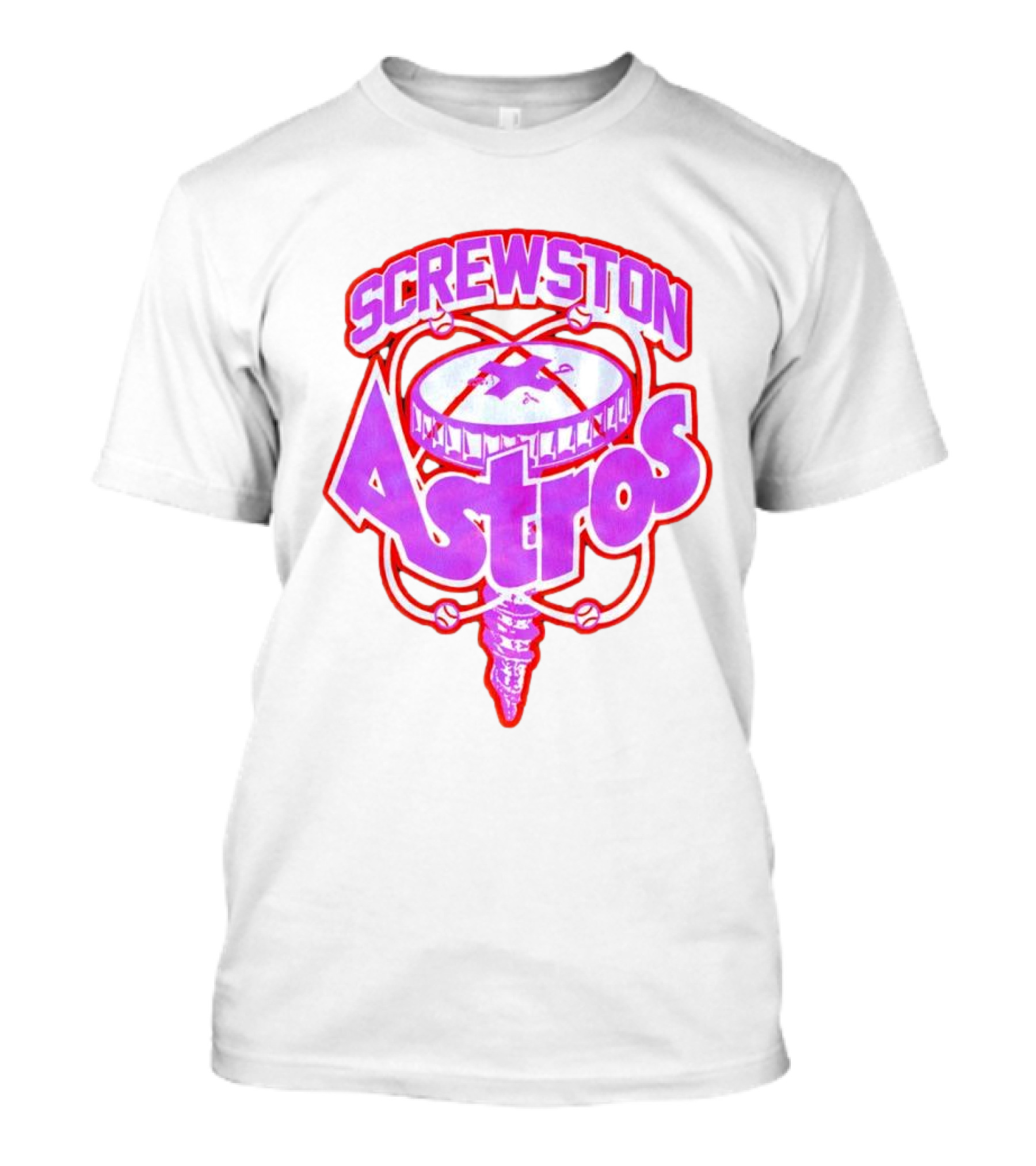 Screwston Astros Purple Neon Baseball Logo Houston Rap Culture T-Shirt