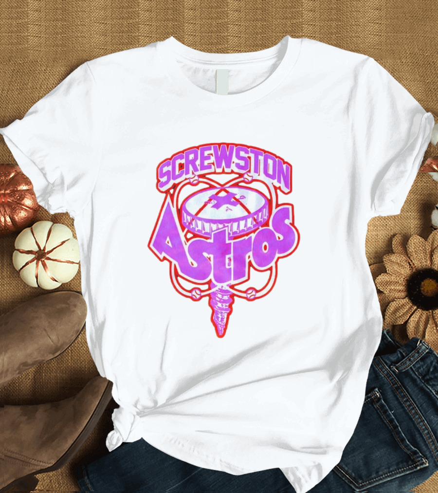 Screwston Astros Purple Neon Baseball Logo Houston Rap Culture T-Shirt