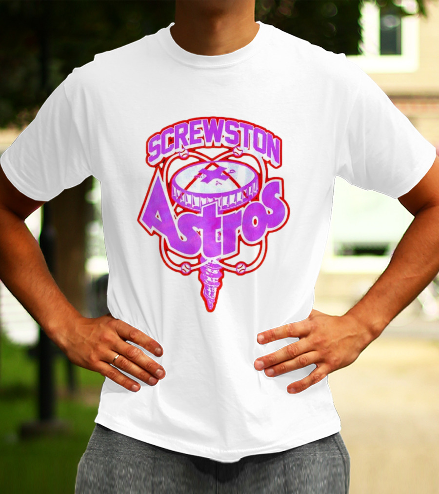 Screwston Astros Purple Neon Baseball Logo Houston Rap Culture T-Shirt
