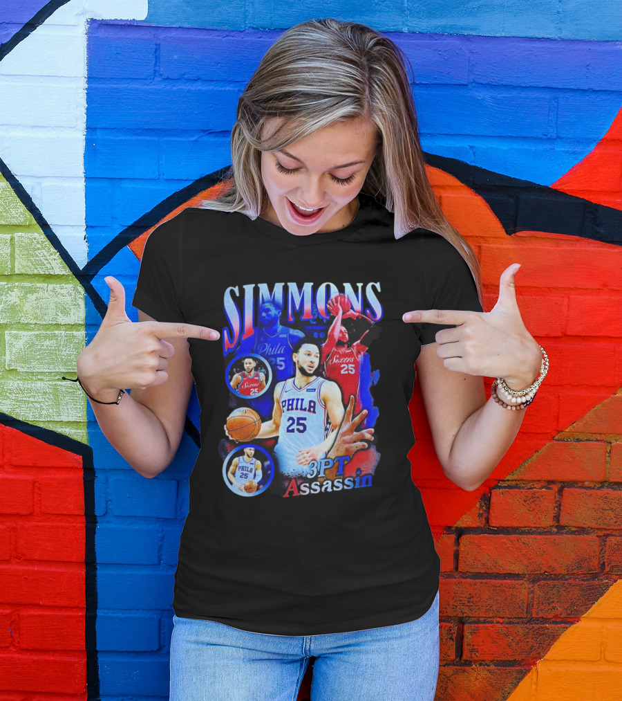 Simmons 3 Pt Assassin Philadelphia 25 Basketball Player T-Shirt