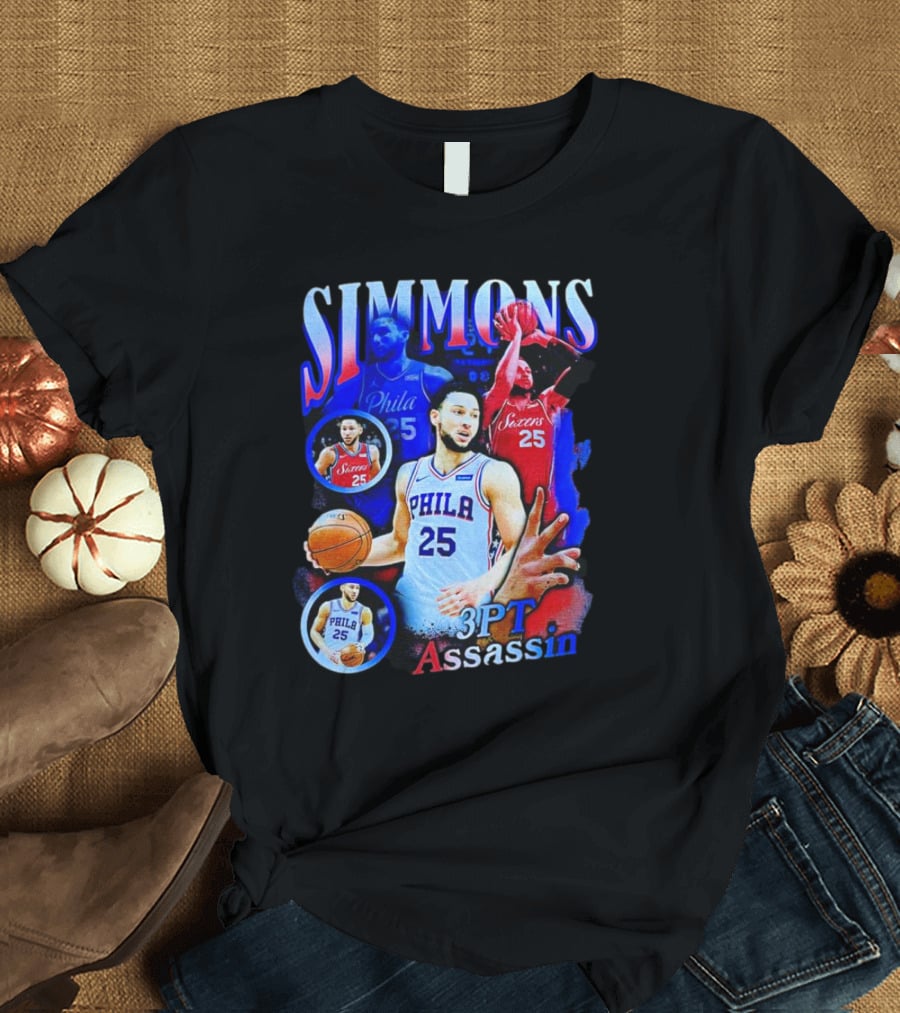 Simmons 3 Pt Assassin Philadelphia 25 Basketball Player T-Shirt