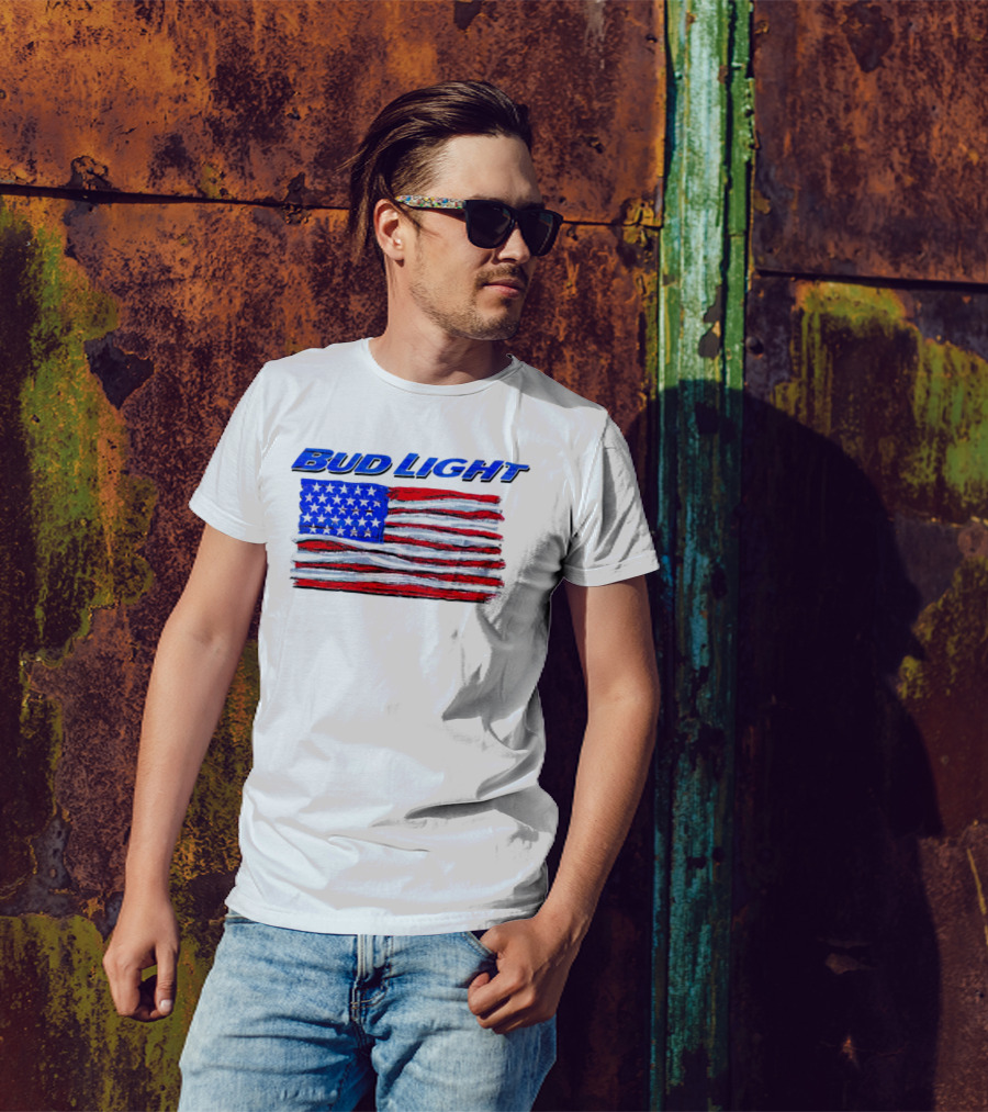 Bud Light American Flag Stars And Stripes Patriotic T-Shirt