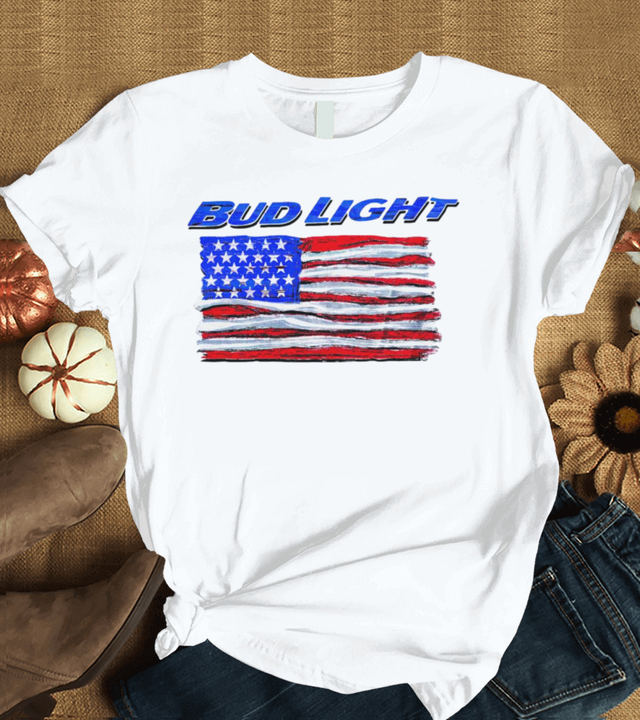Bud Light American Flag Stars And Stripes Patriotic T-Shirt
