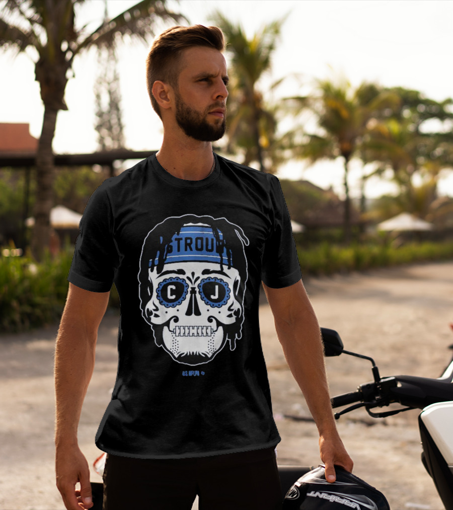 C.J. Stroud Sugar Skull Blue Bandana T-Shirt