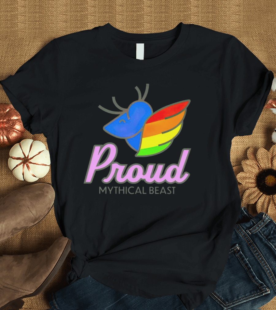 Proud Mythical Beast Rainbow Antler Wing T-Shirt