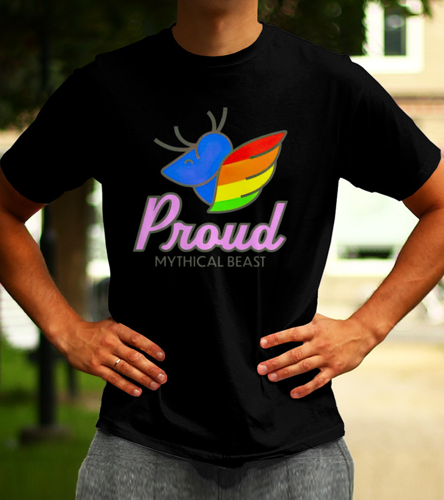 Proud Mythical Beast Rainbow Antler Wing T-Shirt