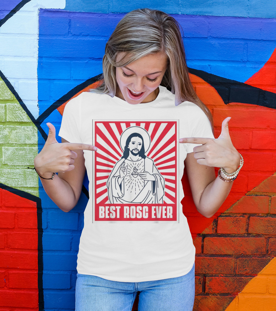 Jesus Best Rosc Ever Iconic Sacred Heart Red Sunburst T-Shirt