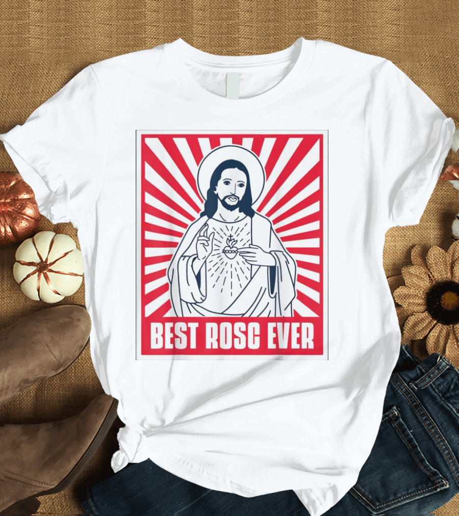 Jesus Best Rosc Ever Iconic Sacred Heart Red Sunburst T-Shirt