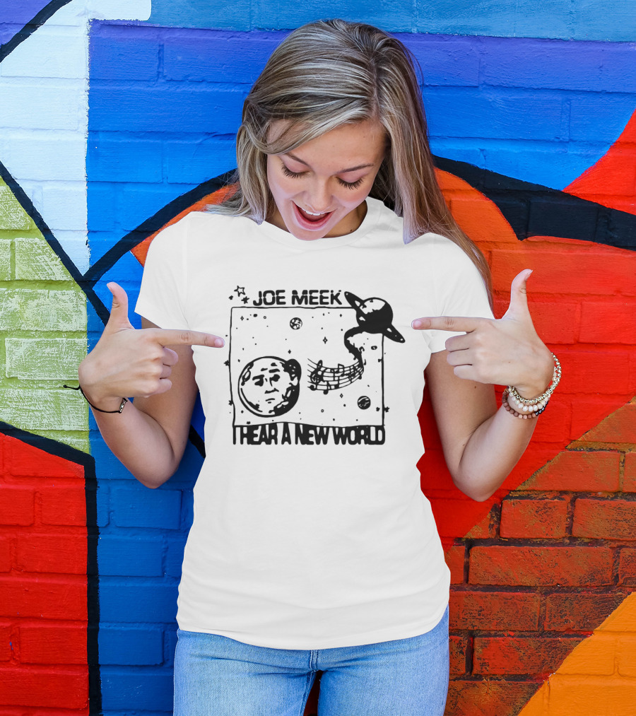 Joe Meek I Hear A New World Moon And Saturn Music Notes Space T-Shirt