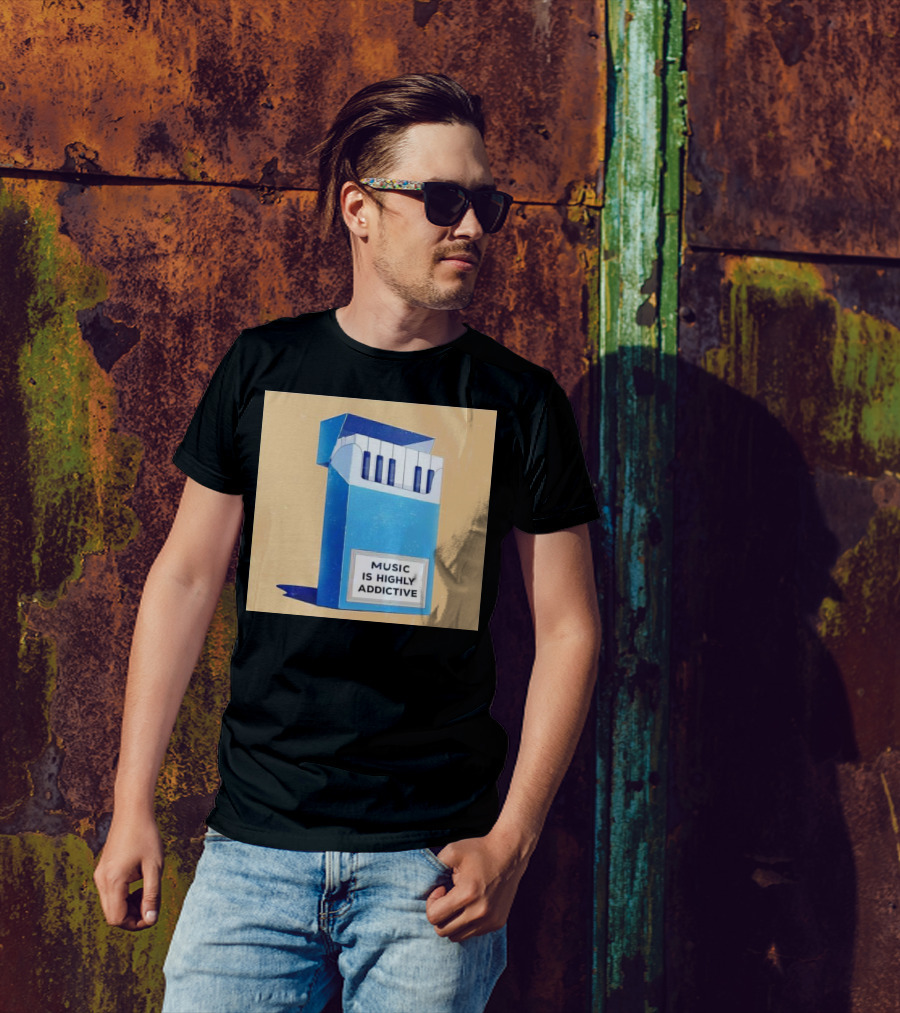 Music Is Highly Addictive Piano Cigarette Pack Visual T-Shirt