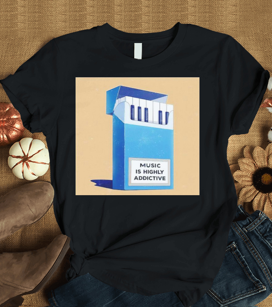 Music Is Highly Addictive Piano Cigarette Pack Visual T-Shirt