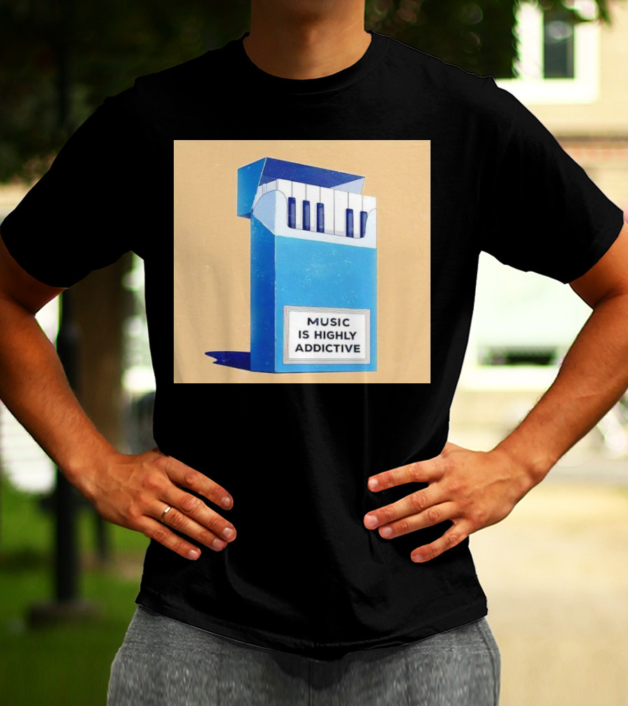 Music Is Highly Addictive Piano Cigarette Pack Visual T-Shirt