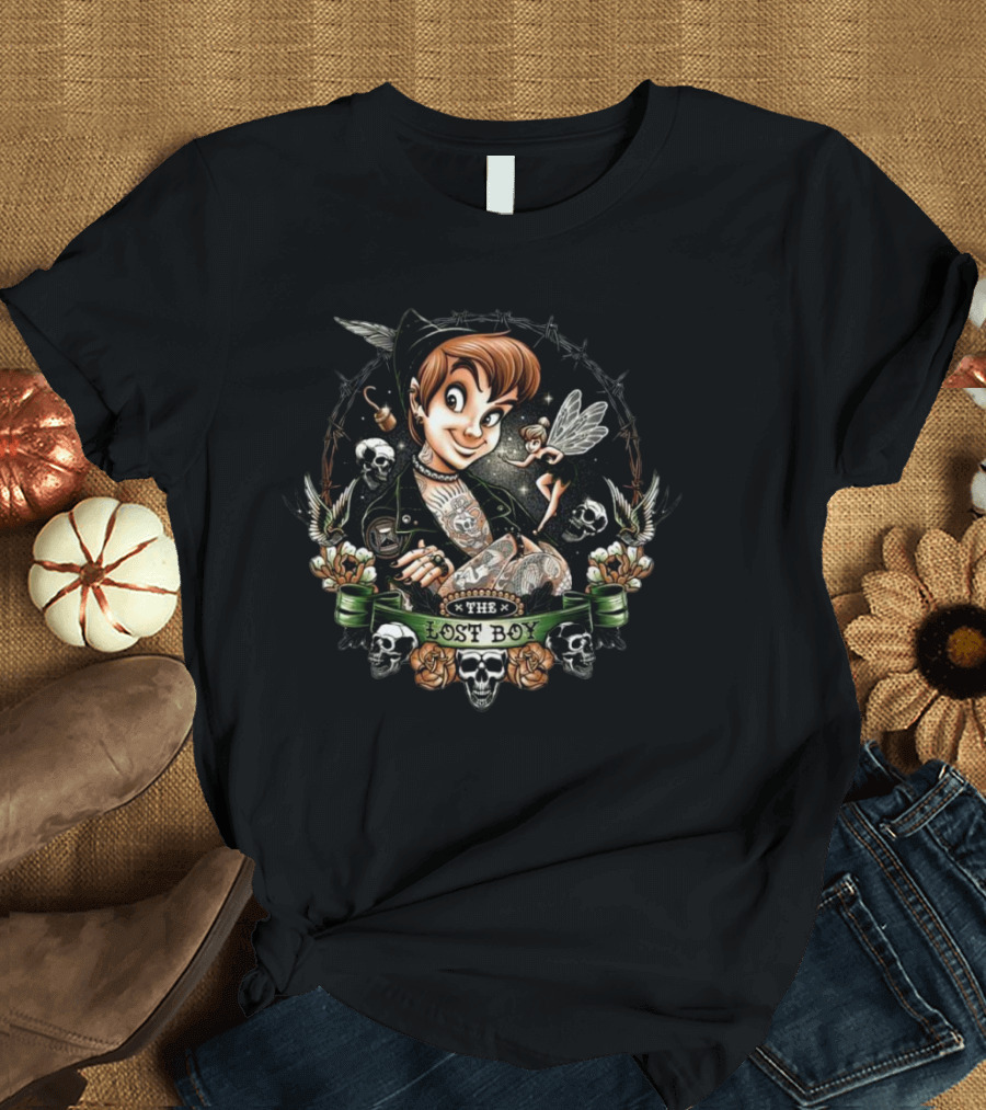 Peter Pan The Lost Boy Fairy Skulls Tattoo T-Shirt