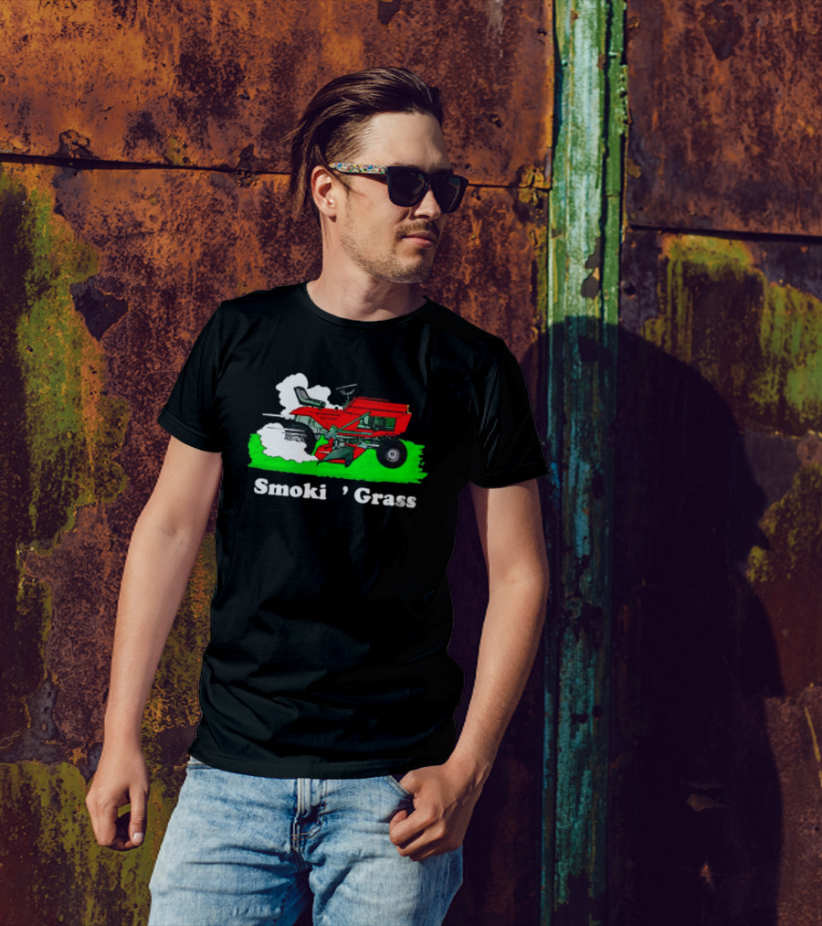 Smokin’ Grass Red Tractor On Green Field T-Shirt