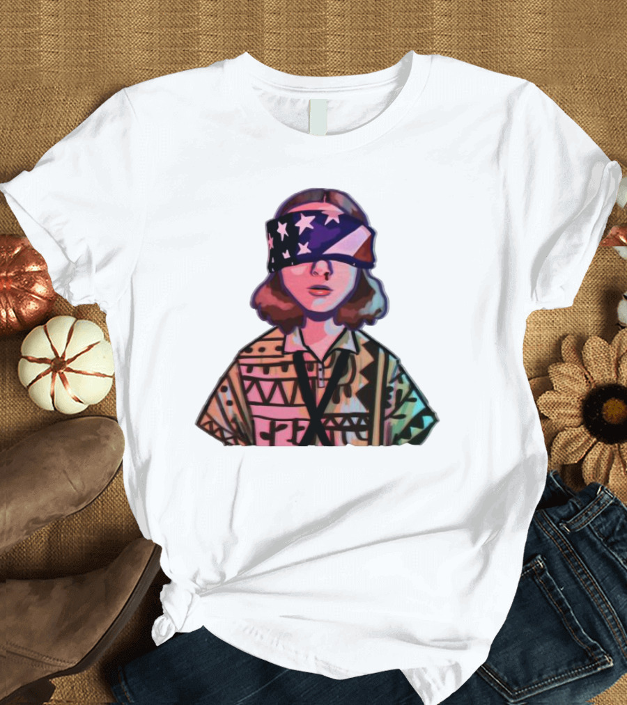 Stranger Things Season 3 Eleven Blindfolded American Flag T-Shirt