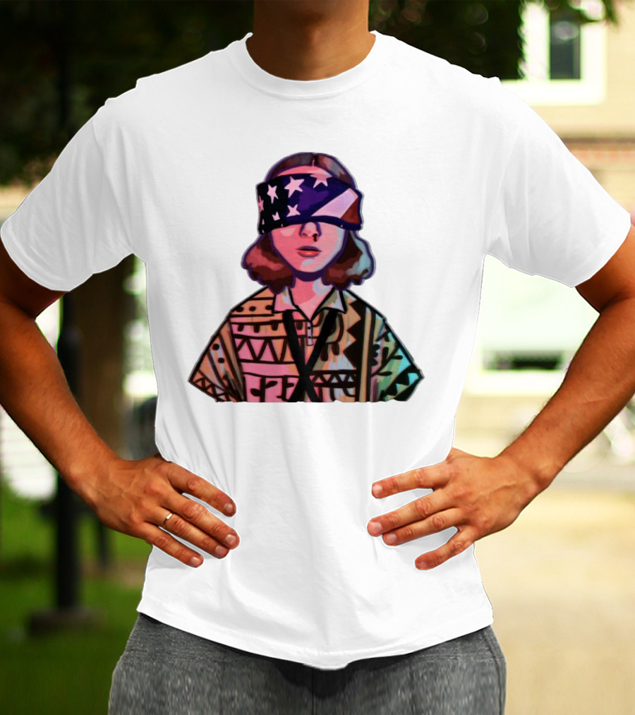 Stranger Things Season 3 Eleven Blindfolded American Flag T-Shirt