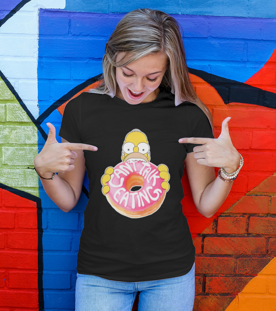 The Simpsons Homer Can't Talk Eating Donut T-Shirt