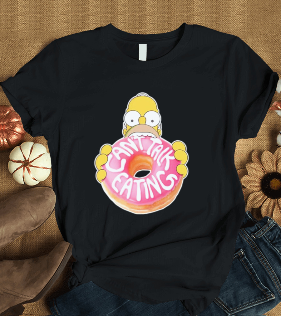 The Simpsons Homer Can't Talk Eating Donut T-Shirt