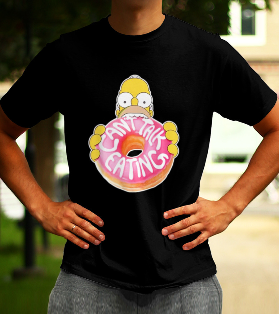 The Simpsons Homer Can't Talk Eating Donut T-Shirt